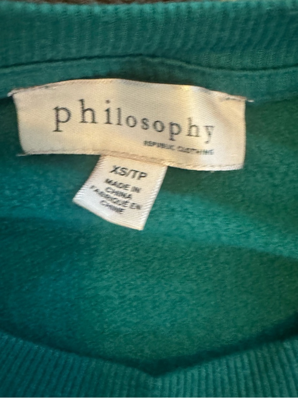 Philosophy Teal Crewneck Sweatshirt with White 'NOEL' Chenille - Picture 3 of 3